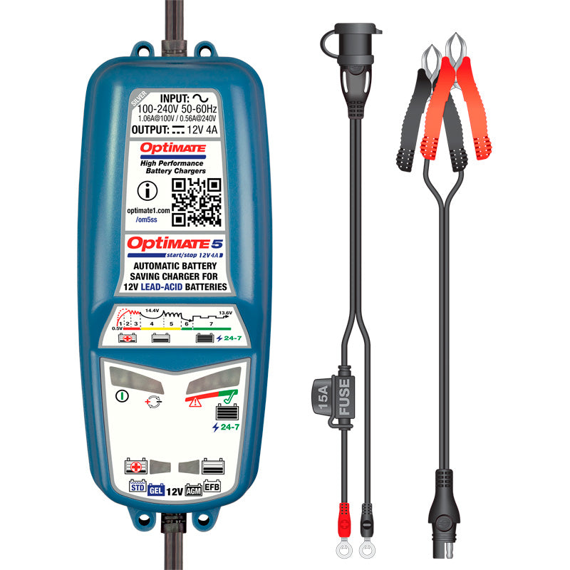 OptiMate, acculader, OptiMate 5 Start Stop, 12V/4.0A, 7-traps, oplossing voor het opladen en onderhouden van accu's