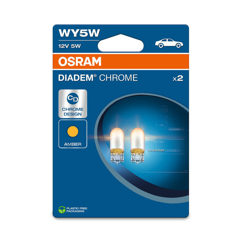 Osram, Diadem chromowane żarówki halogenowe - T10 - 12V/5W - zestaw 2 szt. - bursztynowy