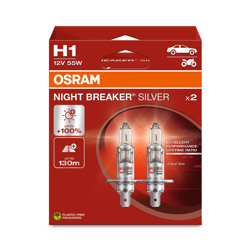 Osram, Night Breaker Silver żarówki halogenowe - H1 - 12V/55W - 2 szt.