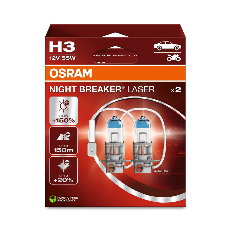 Osram, Night Breaker Laser halogenové žárovky - H3 - 12V/55W - sada 2 ks
