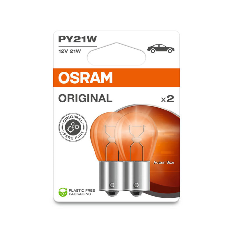 Osram, oryginalne żarówki halogenowe - BAU15S - 12V/21W - zestaw 2 - pomarańczowy