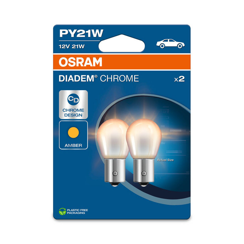 Osram, Diadem chromowane żarówki halogenowe - BAU15S - 12V/21W - zestaw 2 - pomarańczowy