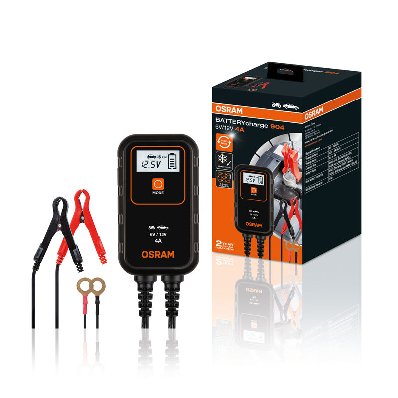 Osram, Smart Batterilader 904 - 6V/12V - 4A med Digital Display
