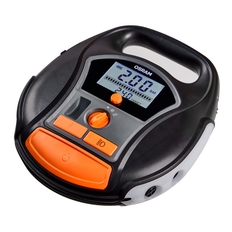 Osram, TYREinflate 6000 - Rechargeable Digital Tire Inflator with Light and Adapters