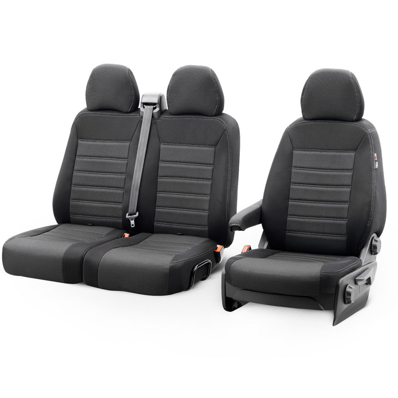 otoM, Coprisedili Original Design 2+1 - Nero con Cuciture Grigie - Renault Master/Opel Movano/Nissan NV400 2010-2019 & Facelift 2019-