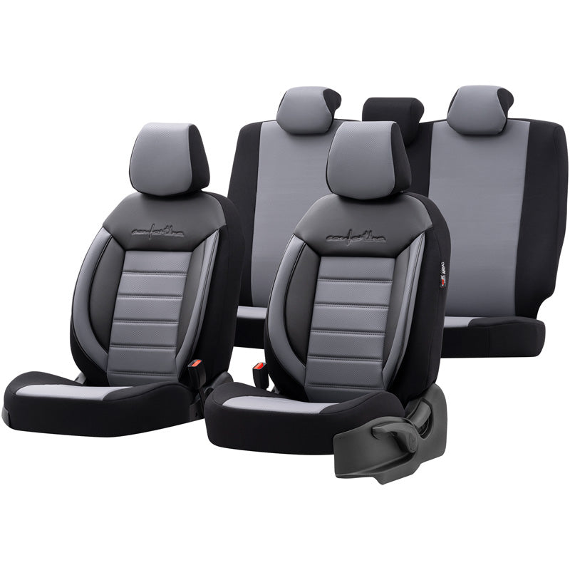 otoM, Univerzální sada potahů na sedadla 'Comfortline' - černá/šedá - 11 dílů - kompatibilní s bočním airbagem
