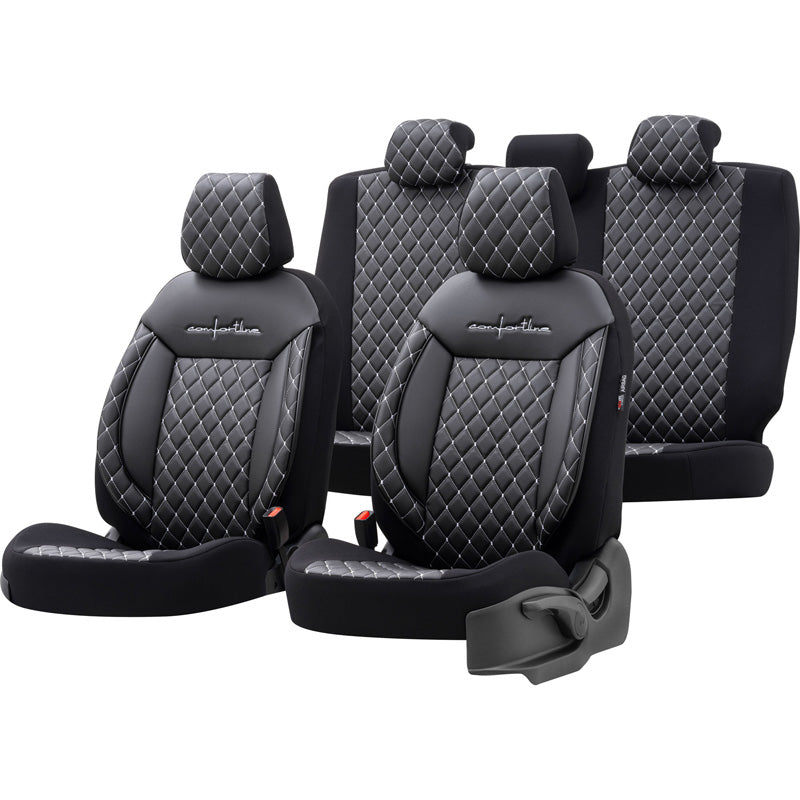 otoM, Set universale di coprisedili 'Comfortline VIP' - Nero/Grigio - 11 pezzi - Compatibile con airbag laterali