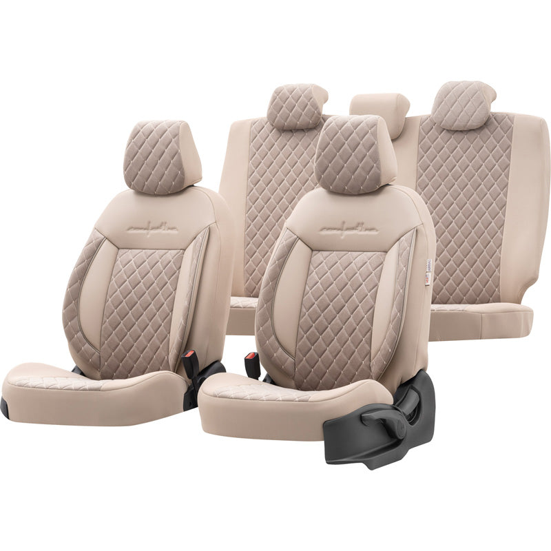 otoM, coprisedili universali "Comfortline VIP" - Crema - 11 pezzi - compatibile con airbag laterali