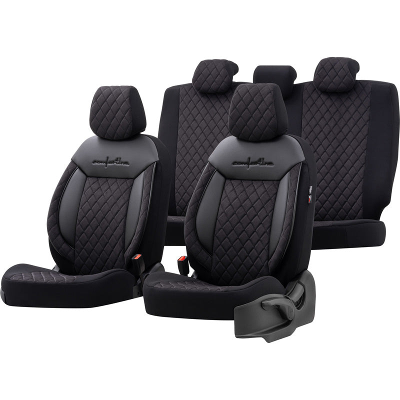 otoM, univerzální sada potahů na sedadla 'Comfortline VIP' - černá - 11 dílů - kompatibilní s bočními airbagy
