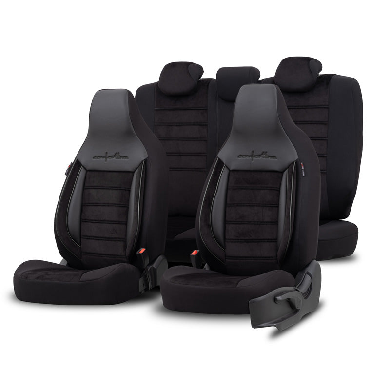 otoM, Coprisedile universale 'CityBug' - Linea comfort - Nero/Grigio - 9 pezzi - Compatibile con airbag laterali