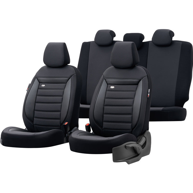 otoM, coprisedili universali 'Prestige' - nero/grigio - 11 pezzi - compatibile con airbag