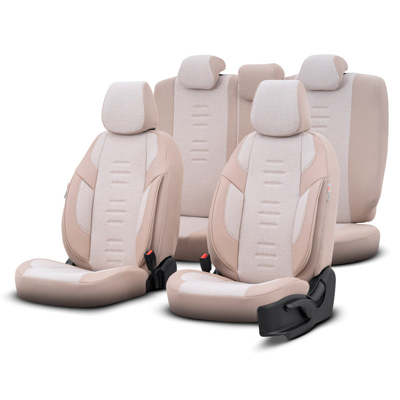 otoM, Set universale di coprisedili 'Throne' crema - 11 pezzi - compatibile con airbag laterali
