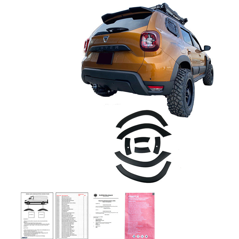 OneWay, Komplet bodykit, Mat sort, Passer til Dacia Duster II 2018-2024 med Park Assist, 12 dele