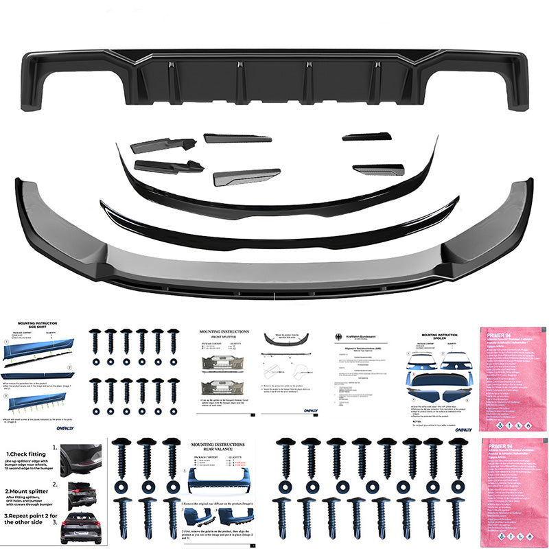 OneWay, Komplet body kit, Blank sort, passer til Audi A6 S-Line/S6 C8 Avant (2018-2024)