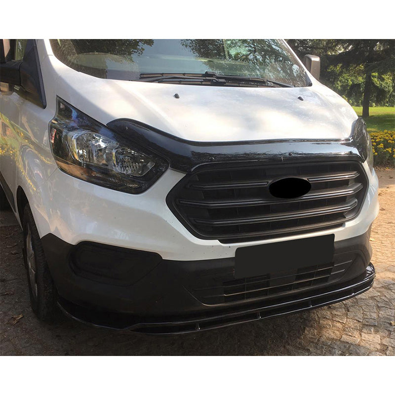OneWay, Frontspoiler, Glanssort, Passer til Ford Transit Custom MK1 Facelift 2018-2023, 2-delt sæt