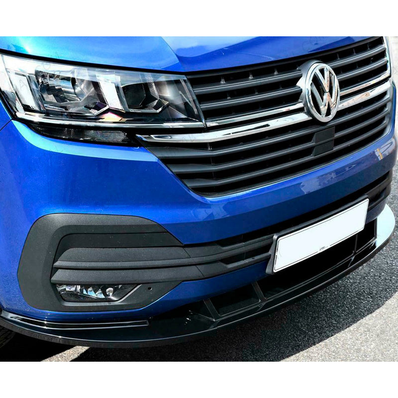 OneWay, Front spoiler, Glossy black, Fits Volkswagen Transporter T6.1 2020-2022, Version 2