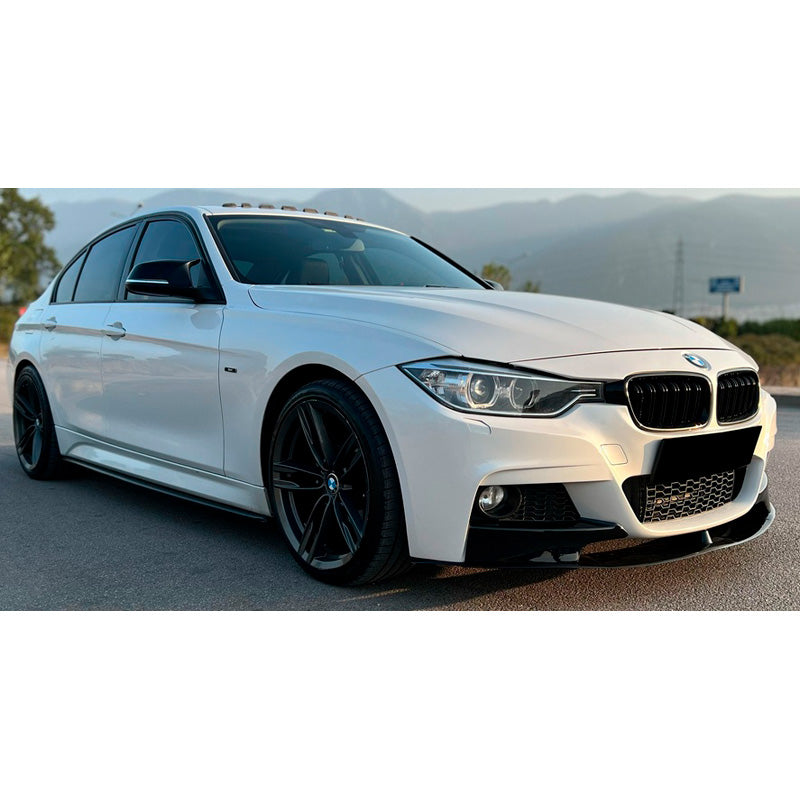 OneWay, Front spoiler, Glossy black, Fits BMW 3-Series F30 M-Pack (2012-2019), 3-piece set