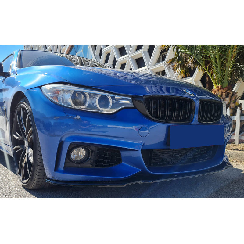 OneWay, spoiler anteriore, nero lucido, Adatto a BMW 4-Series F32/F33/F36 M-Pack (2013-2019), Version 2