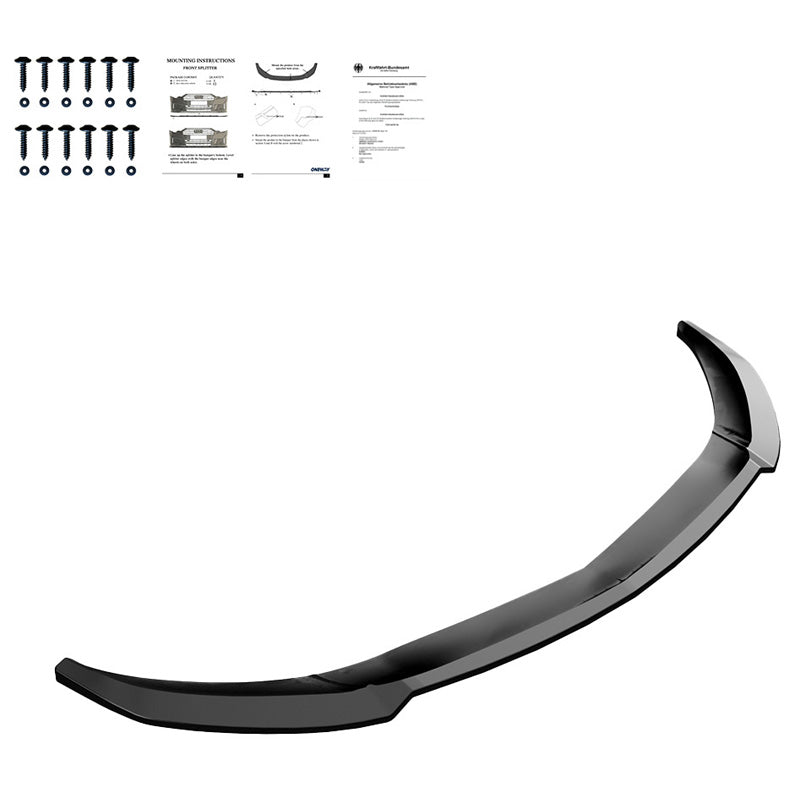 OneWay, spoiler anteriore, nero lucido, adatto a Mercedes A-Class W176 AMG-Line restyling (2015-2018)