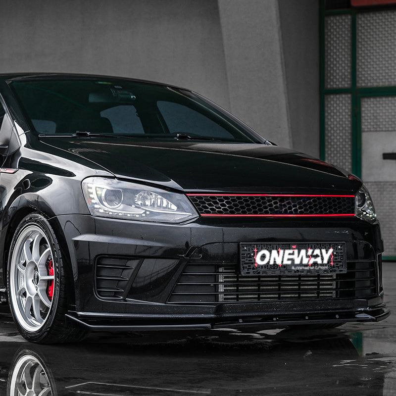 OneWay, přední spoiler, lesklá černá, vhodné pro Volkswagen Polo 6R GTi (2009-2014)