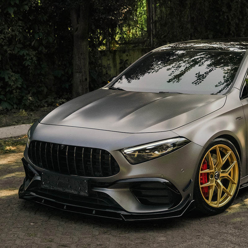OneWay, Frontspoiler, Blank Sort, passer til Mercedes A-Class (W177) A45 S Aero Pack (2019-2023) & FL (2023-)