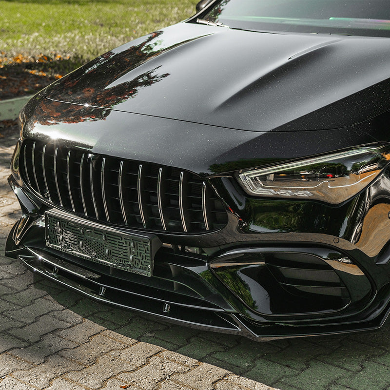 OneWay, Frontspoiler, Blank sort, passer til Mercedes CLA (C118/X118) Coupé/Shooting Brake CLA45 AMG S Aero Pack (2019-2023)
