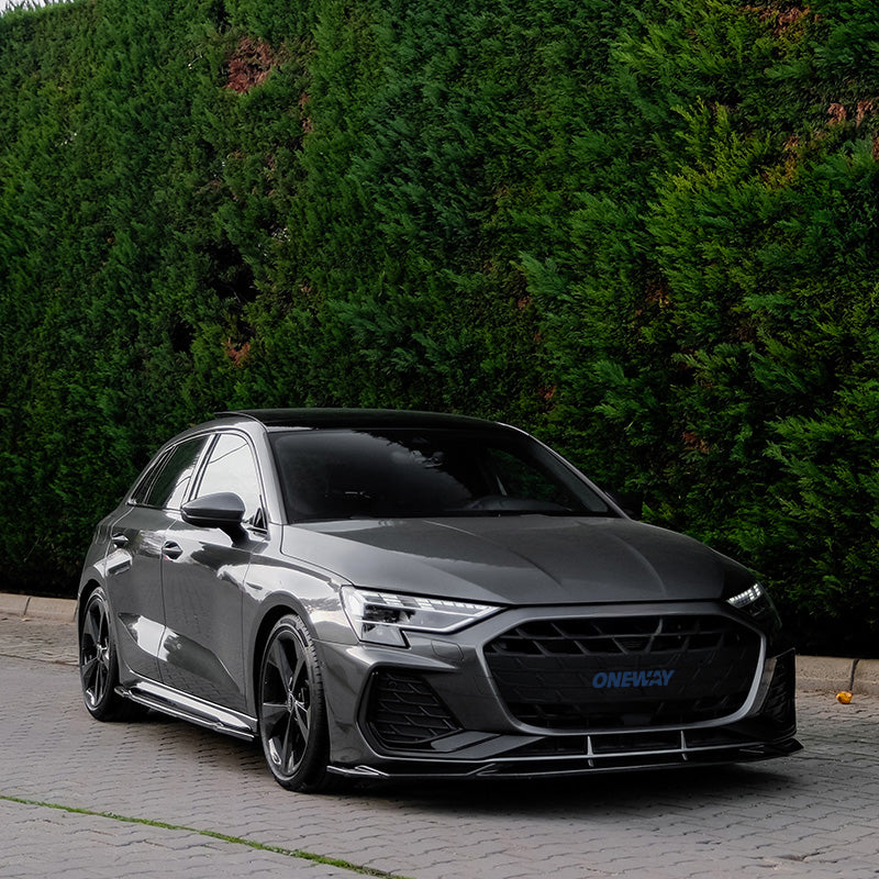 OneWay, přední spoiler, leskle černý, pasuje na Audi A3 (8Y) S-Line/S3 Facelift (2025-)