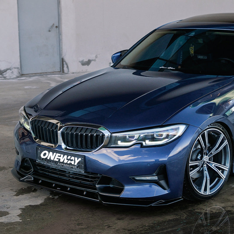 OneWay, spoiler avant, noir brillant, compatible avec BMW 3-Serie G20/G21 Sedan/Touring Sport Line (2018-2022)