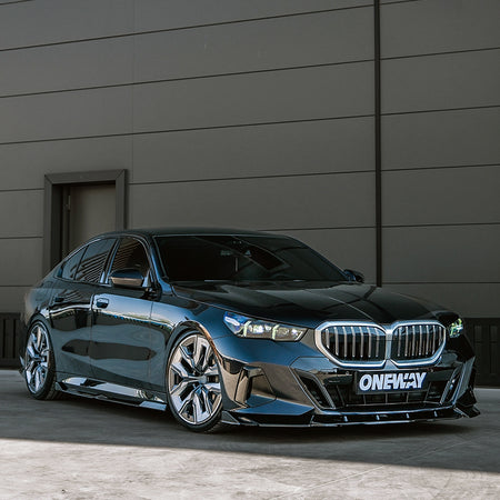 OneWay, Frontspoiler, Blank sort, passer til BMW 5-Series G60/G61 Sedan/Touring M-Pack (2023-) inkl. i5