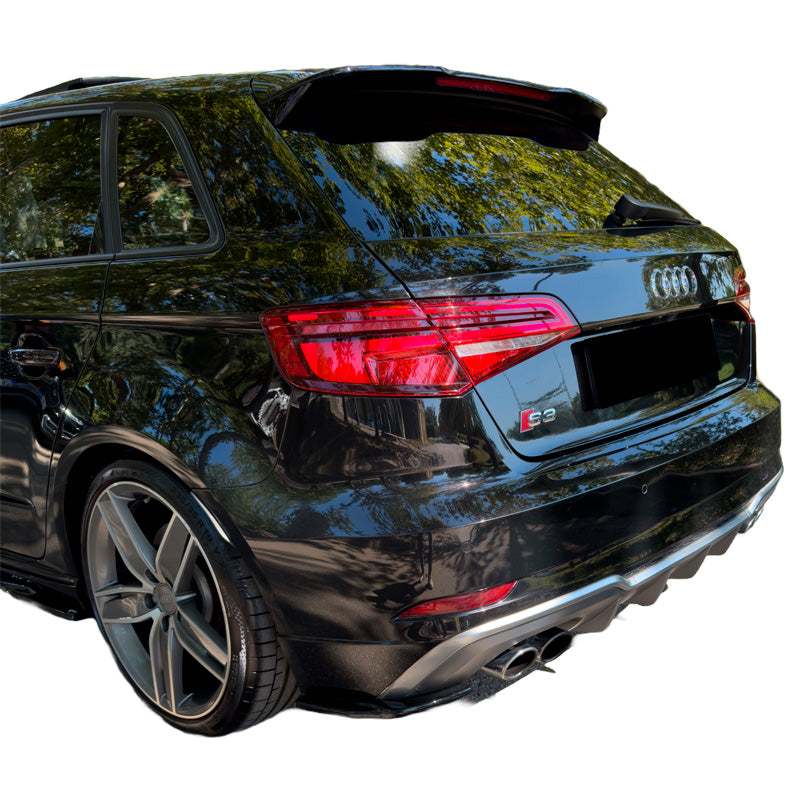 OneWay, Splitter paraurti posteriore, Nero lucido, Adatto a Audi S3 Sportback 8V Facelift 2016-2020, kit da 2 pezzi