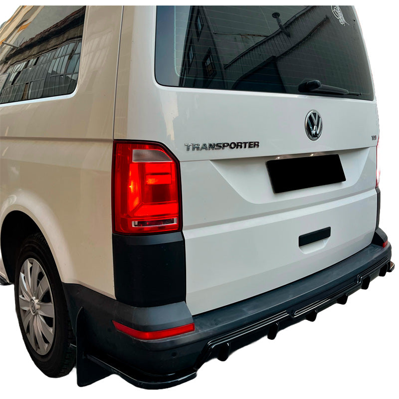 OneWay, tylne splittery zderzaka, czarny na wysoki połysk, pasuje do Volkswagen Transporter T6/T6.1 2015-2022, 2-częściowy zestaw