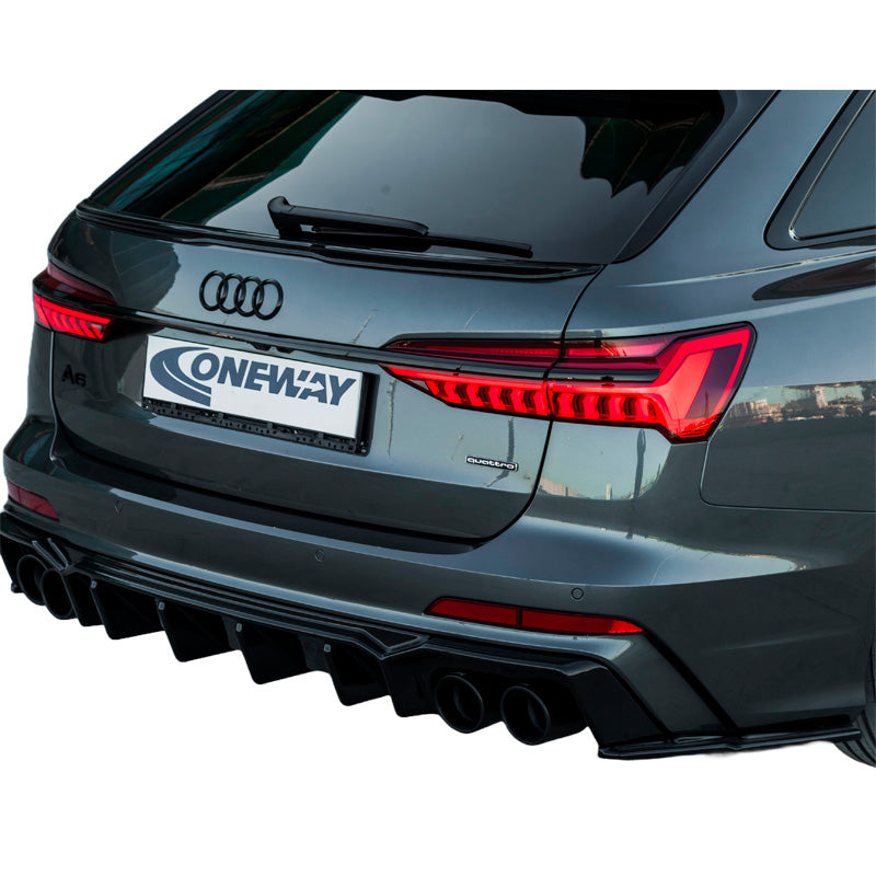 OneWay, Bagkofanger Side Diffusorer, Højglans Sort, Passer til Audi A6 S-Line/S6 C8 (Sedan/Avant) 2018-, 2-delt sæt