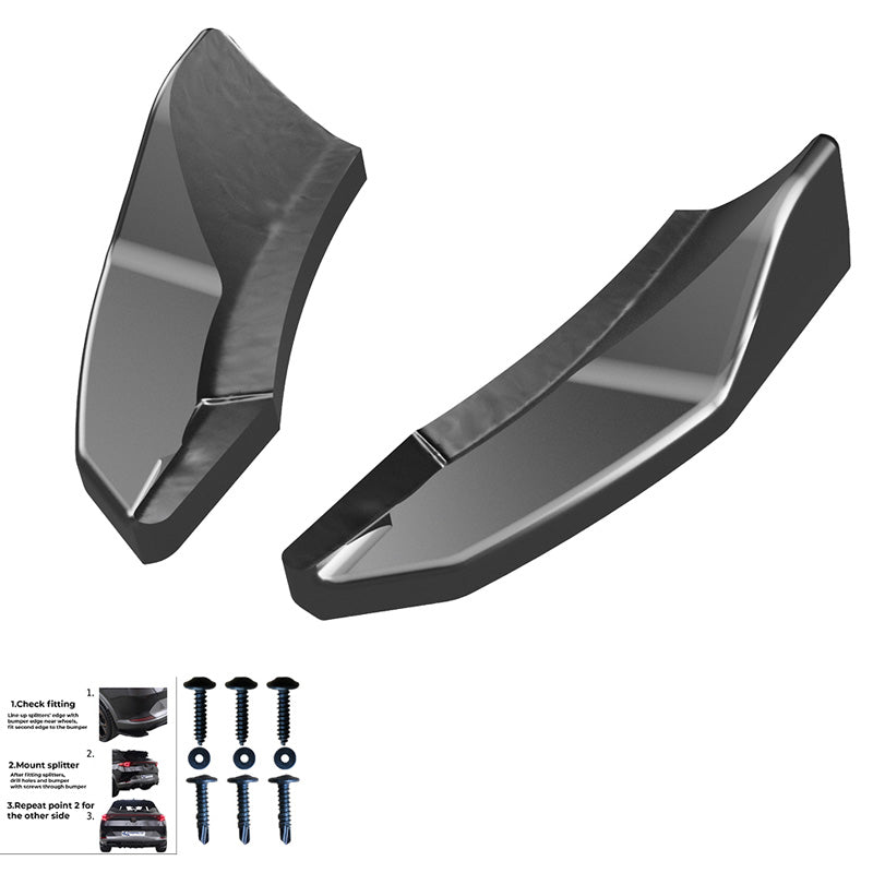OneWay, Splitter paraurti posteriore, Nero lucido, Adatto a Ford Fiesta ST MK8 2017-, 'Sporty Design'