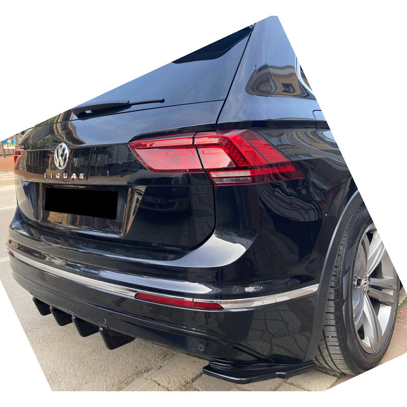 OneWay, rear bumper splitters, high gloss black, Fits Volkswagen Tiguan II (2016-2020), 2-piece set