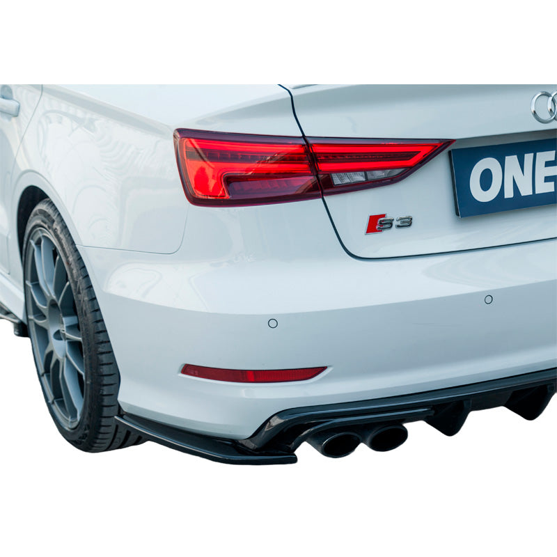 OneWay, achterbumper splitters, hoogglans zwart, geschikt voor Audi S3 8V Sedan 2013-2016, 'Sporty Design'