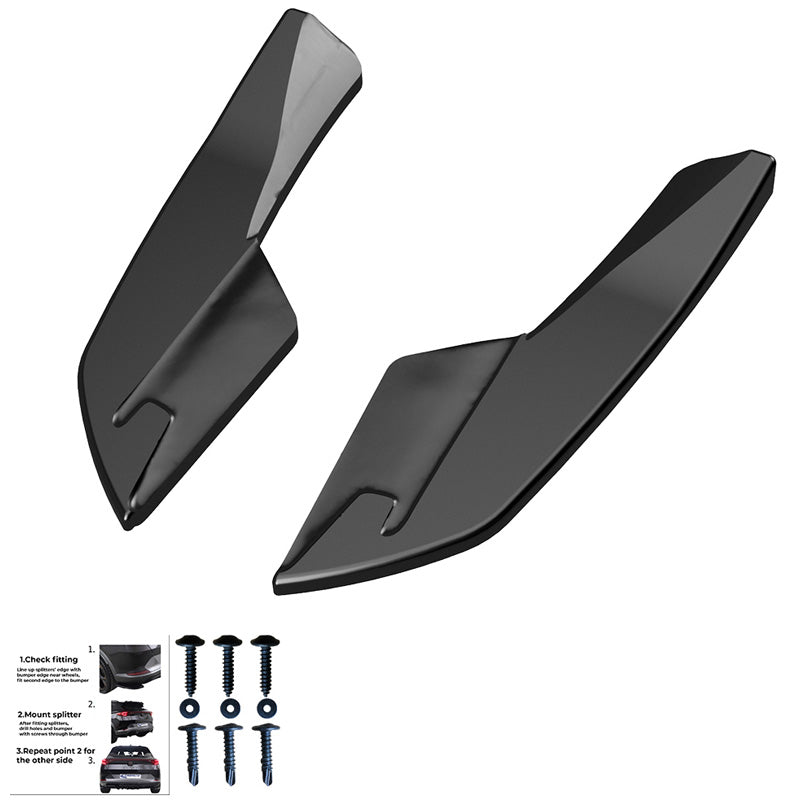 OneWay, achterbumper splitters, hoogglans zwart, geschikt voor Audi S3 8V Sedan (2013-2016), versie 2