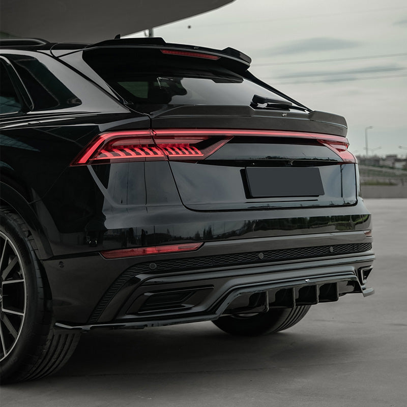 OneWay, spoiler inferiore posteriore, nero lucido, compatibile con Audi Q8 S-Line MK1 (2018-2023)