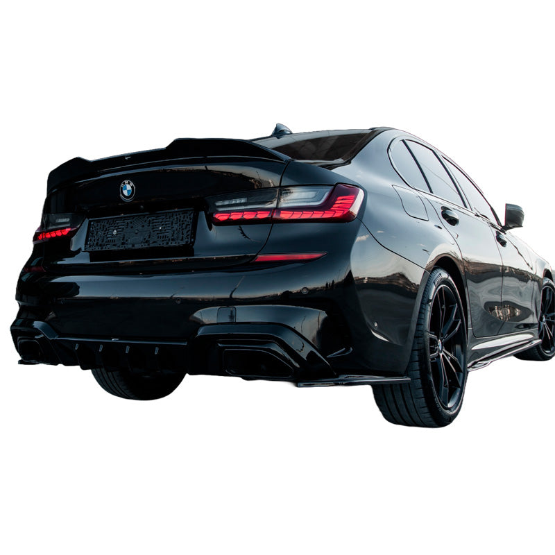 OneWay, Splitter laterali del paraurti posteriore, nero lucido, Compatibile con BMW 3-Serie G20/G21 M-Pack (2018-2022), set in 2 pezzi