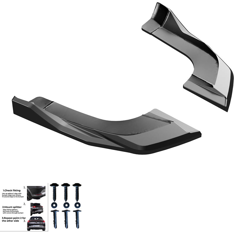 OneWay, Underlæbe, bag, Gloss black, passer til Volkswagen Tayron (R41) (2024-)