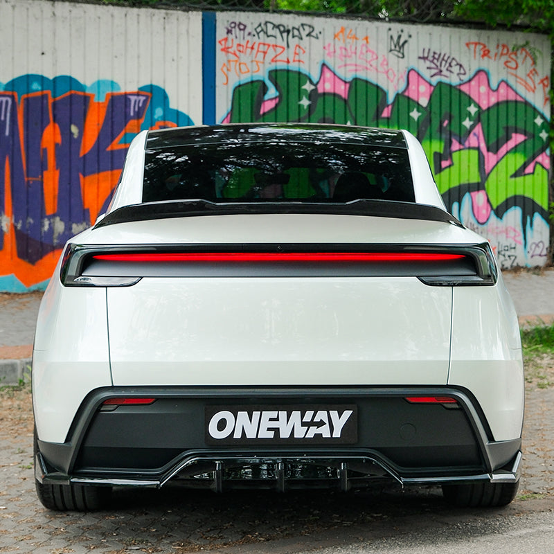 OneWay, Underlæbe, bag, Blank sort, passer til Tesla Model Y 'Juniper' FL (2025-)