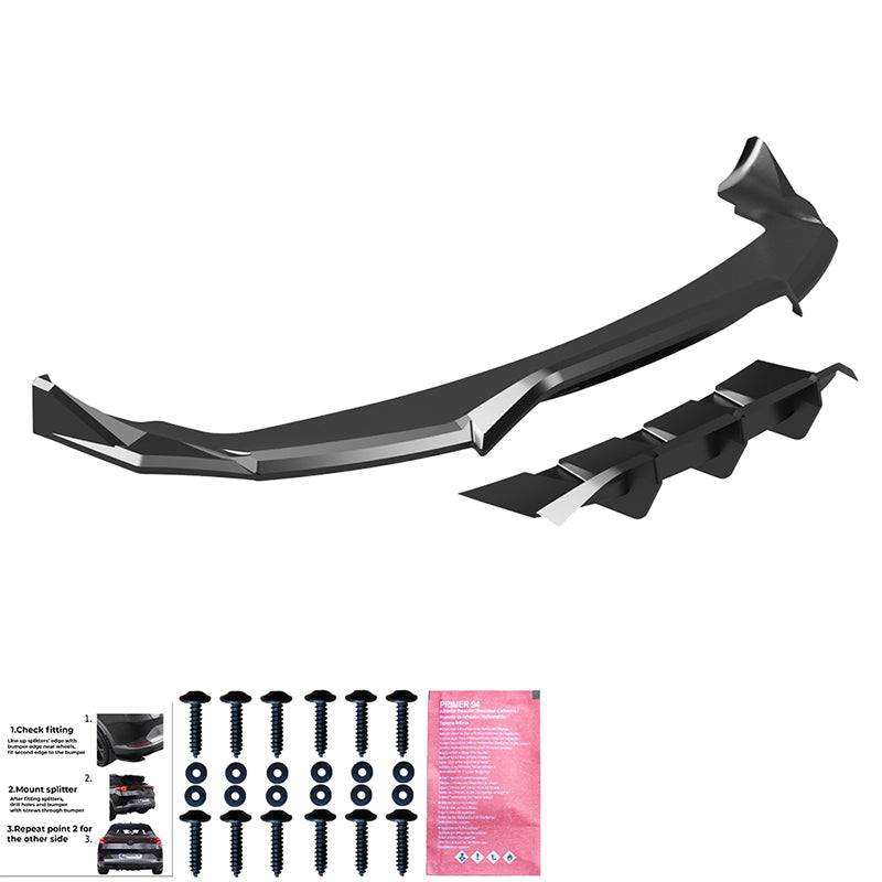 OneWay, Underlæbe, bag, Blank sort, passer til Tesla Model Y 'Juniper' FL (2025-)