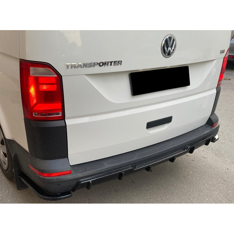 OneWay, Rear bumper diffuser, ABS plastic, Gloss Black, Fits Volkswagen Transporter T6/T6.1 (2015-2022)