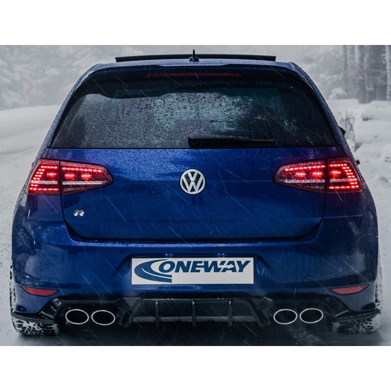 OneWay, diffusore del paraurti posteriore, nero lucido, adatto a Volkswagen Golf VII HB R (2013-2016)