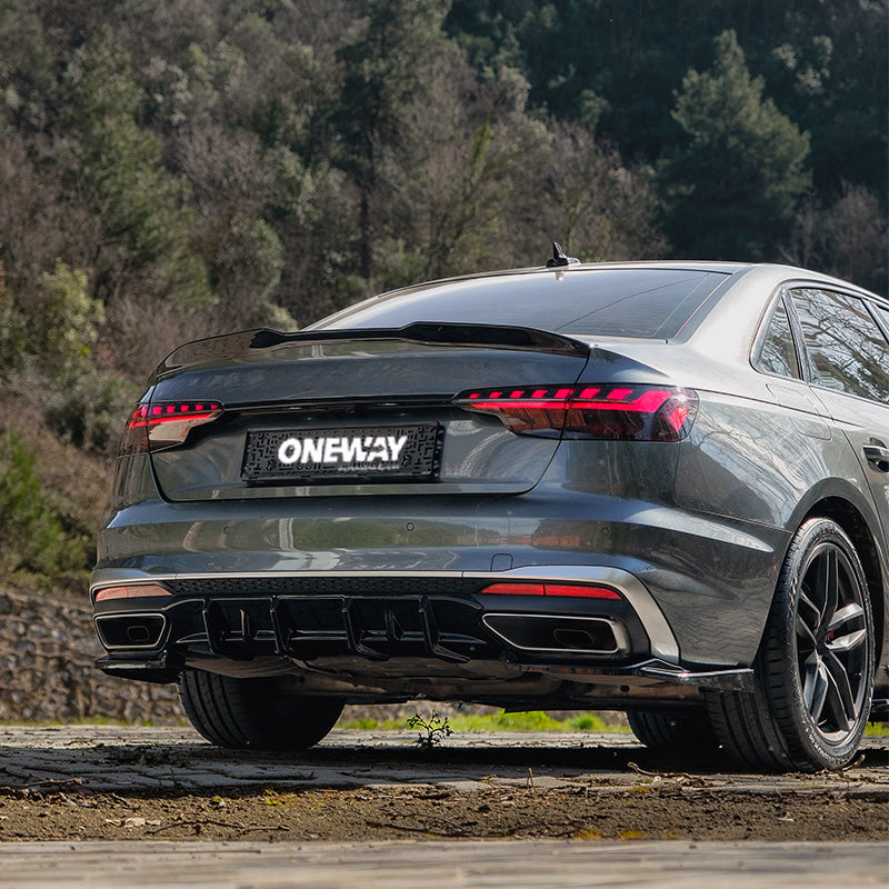 OneWay, dokładka dolna, błyszcząca czerń, pasuje do Audi A4 (B9) Sedan/Avant S4/S-Line Facelift (2019-2024)