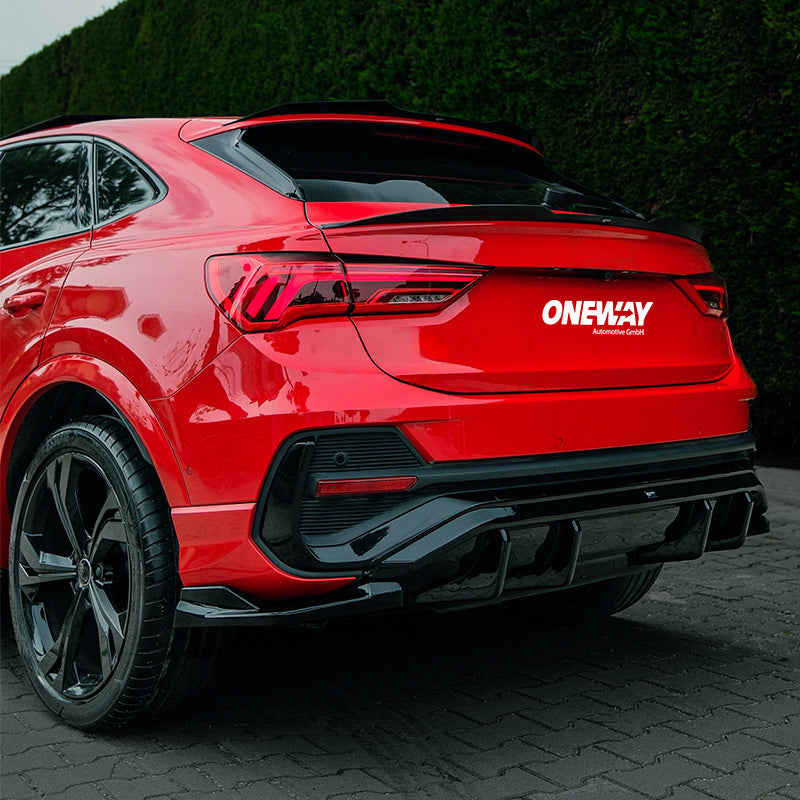 OneWay, lèvre inférieure, noir brillant, compatible avec Audi Q3 (F3N) Sportback S-Line (2019-2025) sauf RSQ3