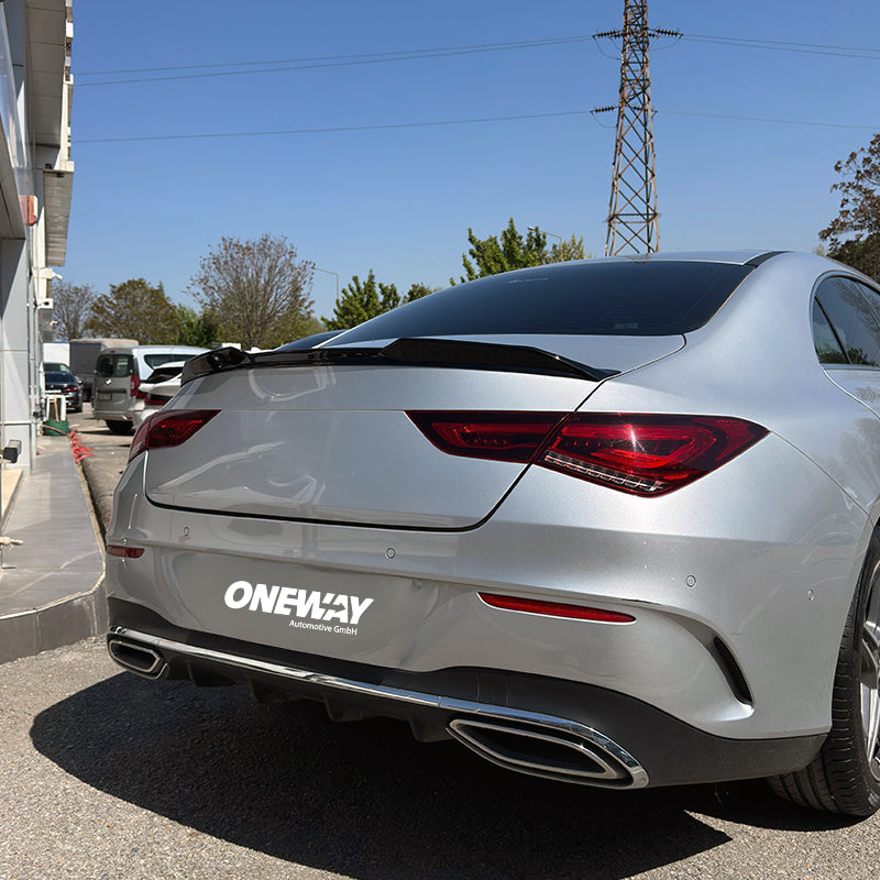 OneWay, Bagspoiler, Blank sort, passer til Mercedes CLA (C118) Coupe (2019-2023) inkl. AMG/Aero