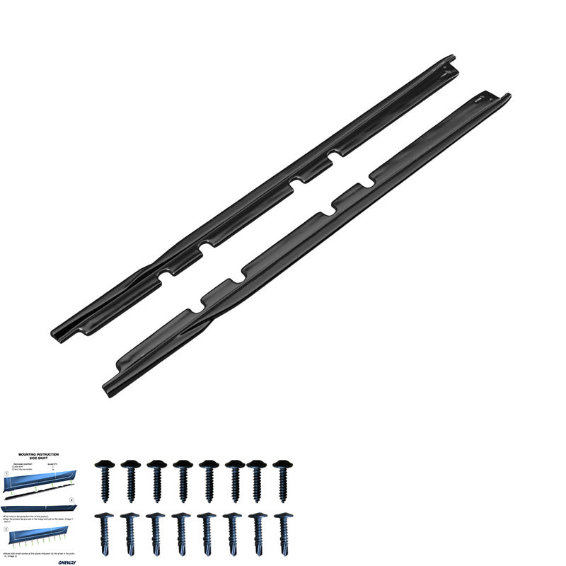 OneWay, progi boczne, uniwersalne, 208 cm, błyszcząca czerń, 2-częściowy zestaw