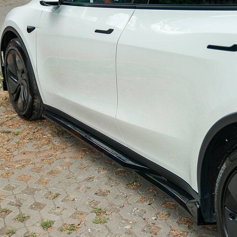 OneWay, Sideskørte, Blank sort, 2-delt sæt, passer til Tesla Model Y 'Juniper' FL (2025-)