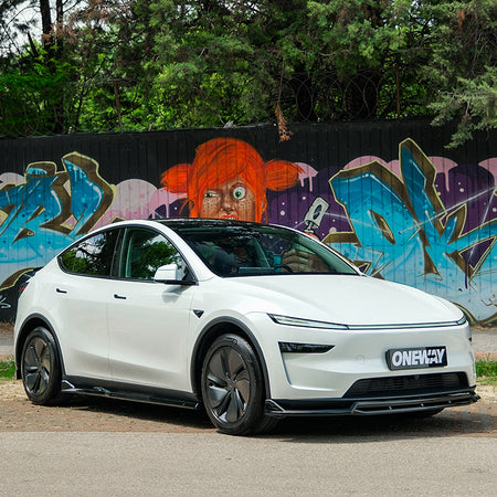OneWay, Sideskørte, Blank sort, 2-delt sæt, passer til Tesla Model Y 'Juniper' FL (2025-)
