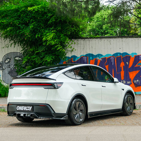 OneWay, Sideskørte, Blank sort, 2-delt sæt, passer til Tesla Model Y 'Juniper' FL (2025-)
